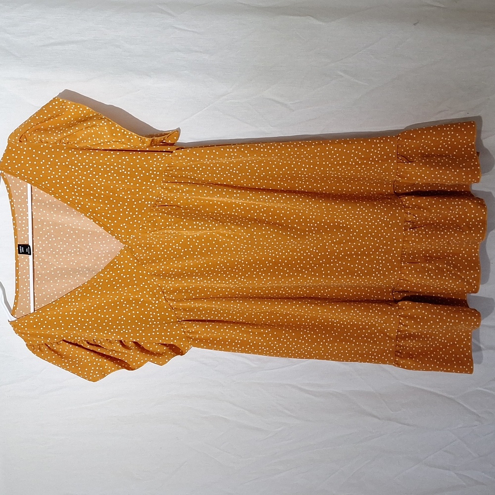 3/$20--SHEIN Boho Midi Dress Polka Dot With Ruffles, Burnt Orange, Sz 18, NWOT - Picture 7 of 12